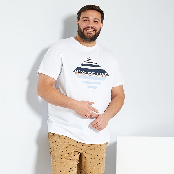 T Shirt Eco Concu Imprime Graphique Grande Taille Homme Blanc