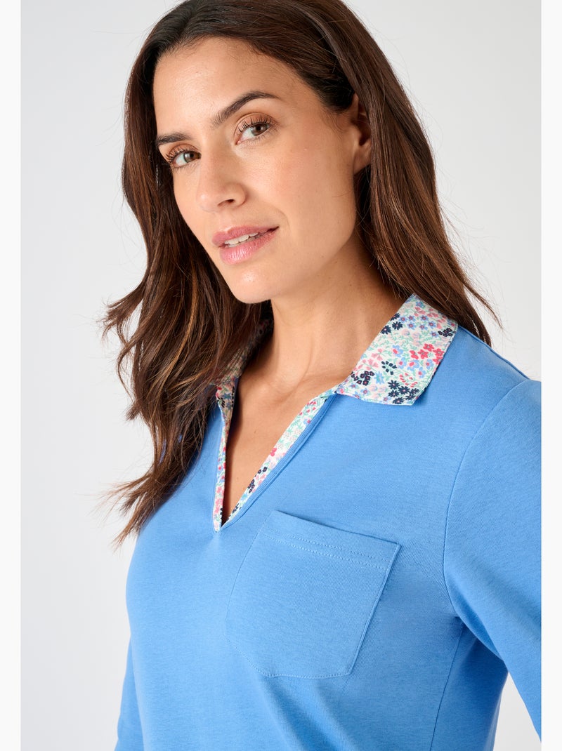 T-shirt effet 2 en 1 - Damart Bleu clair - Kiabi