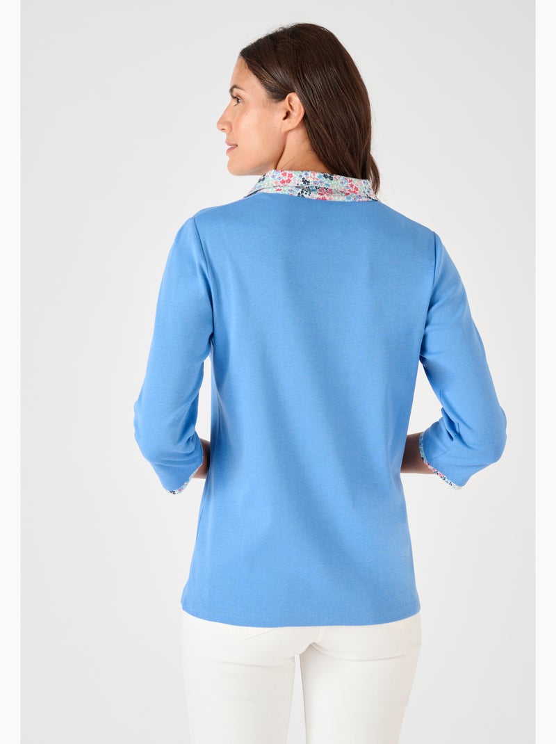 T-shirt effet 2 en 1 - Damart Bleu clair - Kiabi