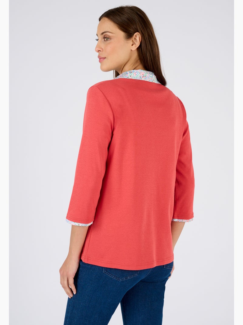 T-shirt effet 2 en 1 - Damart Corail - Kiabi