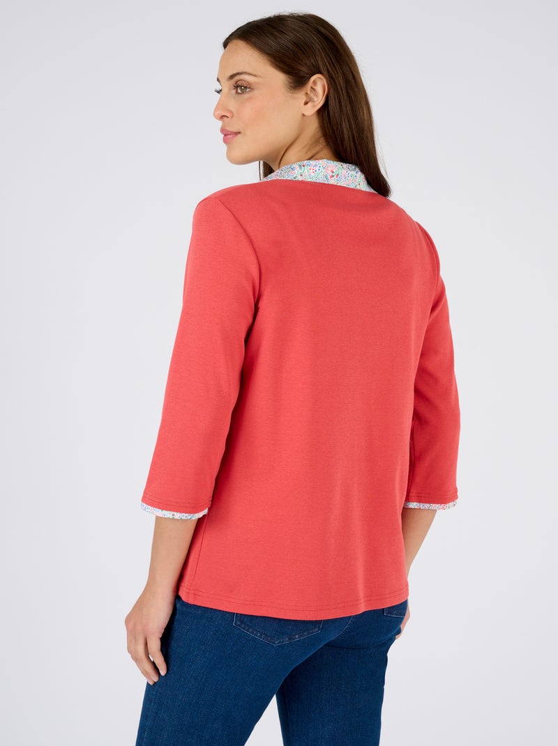 T-shirt effet 2 en 1 - Damart Rouge - Kiabi