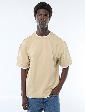 T-shirt effet 2-en-1 à manches courtes