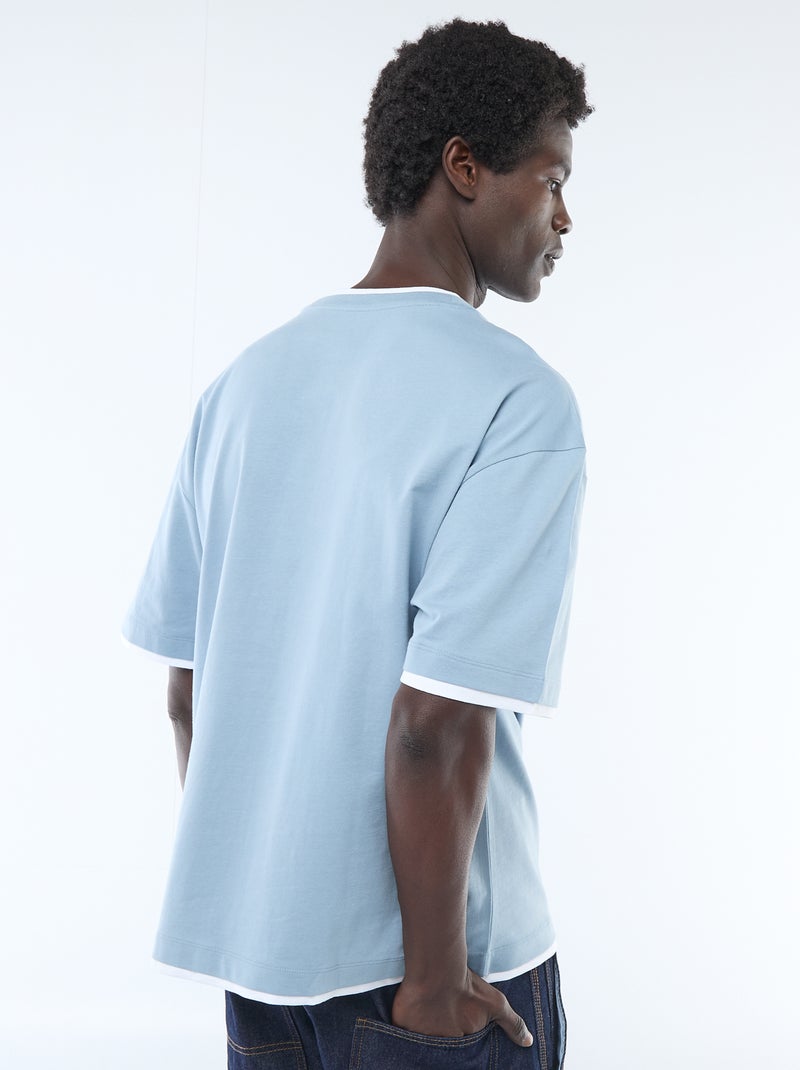 T-shirt effet 2-en-1 à manches courtes Bleu - Kiabi
