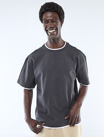 T-shirt effet 2-en-1 à manches courtes