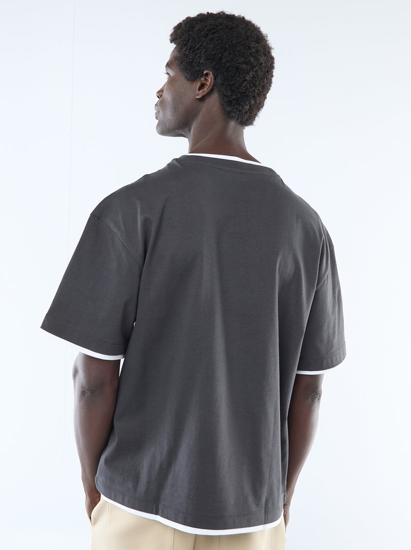 T-shirt effet 2-en-1 à manches courtes Noir - Kiabi