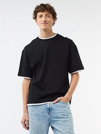 T-shirt effet 2-en-1 à manches courtes