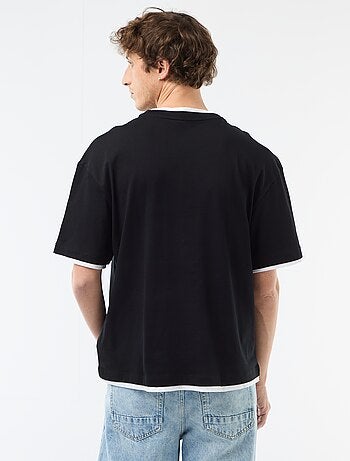 T-shirt effet 2-en-1 à manches courtes