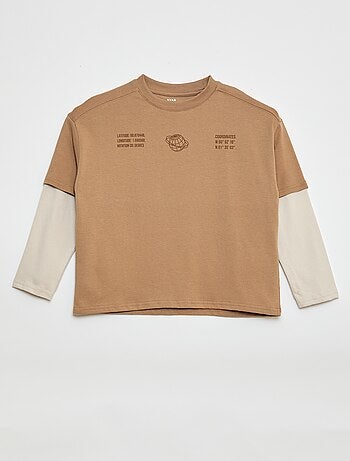 T-shirt effet 2-en-1 à manches longues