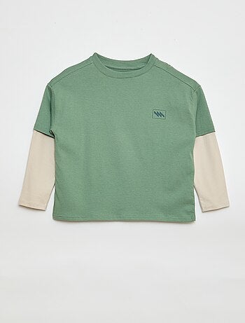 T-shirt effet 2-en-1 à manches longues