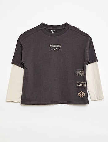 T-shirt effet 2-en-1 à manches longues