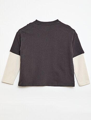 T-shirt effet 2-en-1 à manches longues