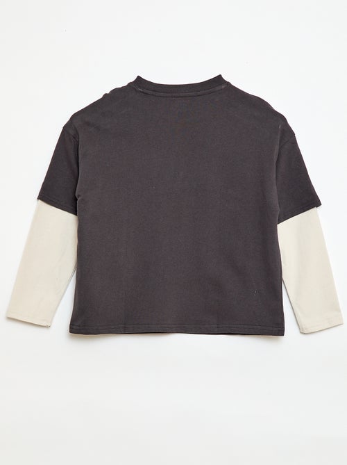 T-shirt effet 2-en-1 à manches longues - Kiabi