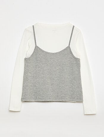 T-shirt effet 2-en-1 avec débardeur