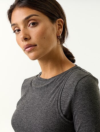 T-shirt effet 2 en 1 avec débardeur