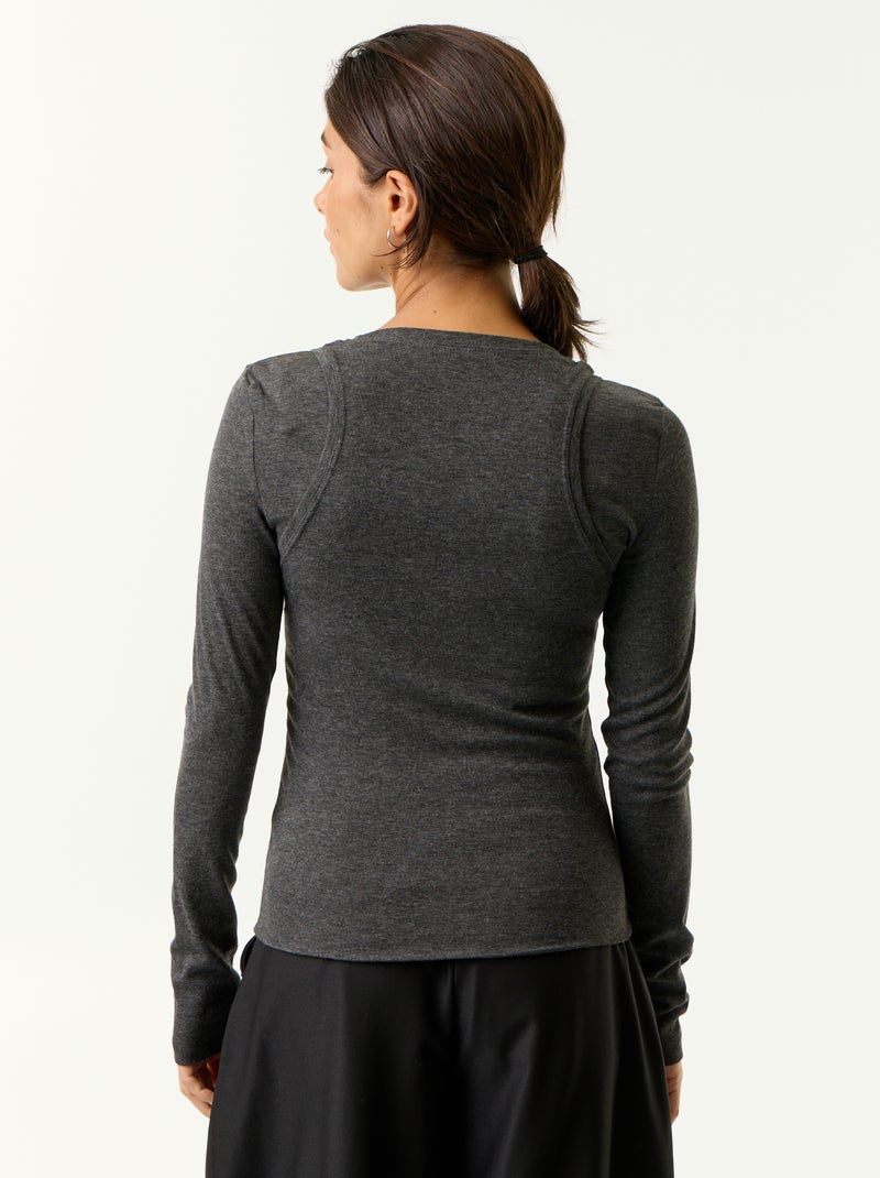 T-shirt effet 2 en 1 avec débardeur Gris - Kiabi
