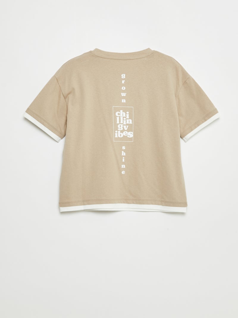 T-shirt effet 2-en-1 beige - Kiabi