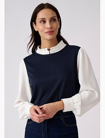T-shirt effet 2 en 1 en maille chaude - damart
