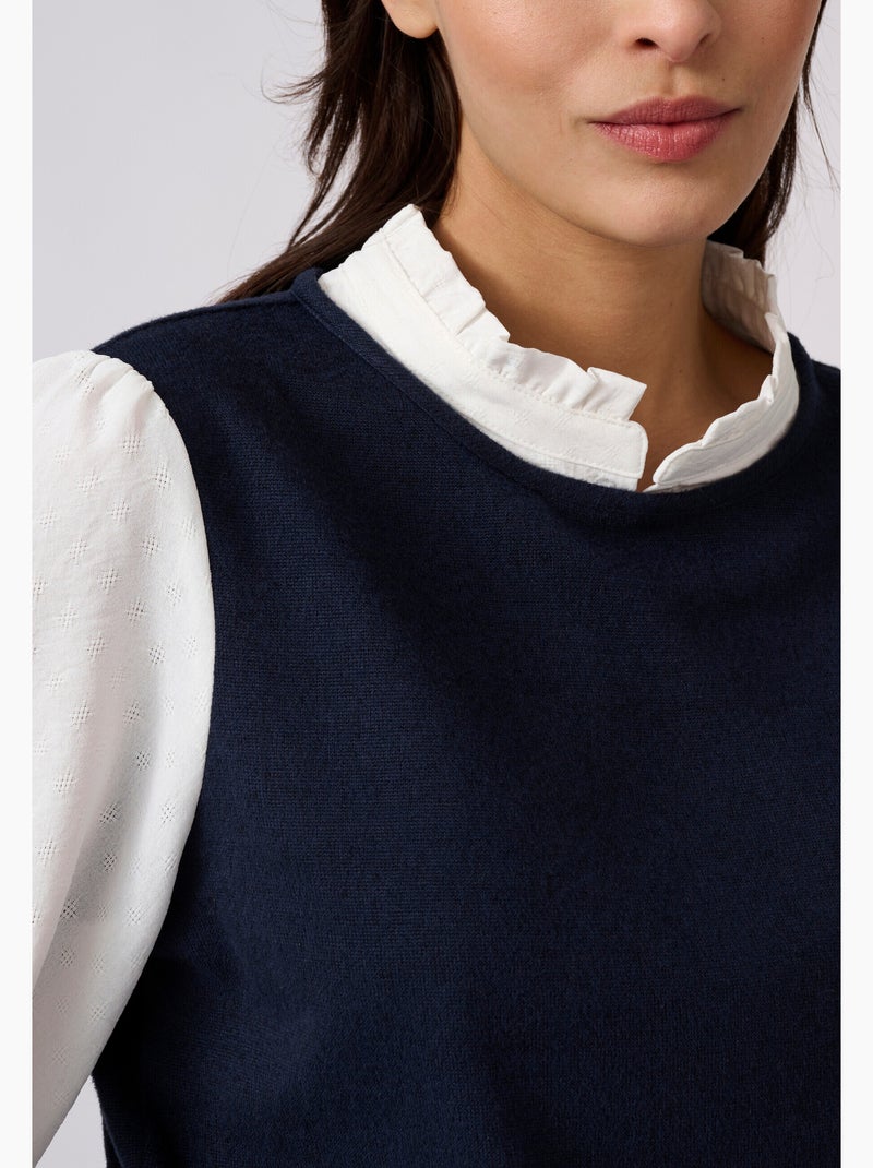 T-shirt effet 2 en 1 en maille chaude - damart Bleu - Kiabi