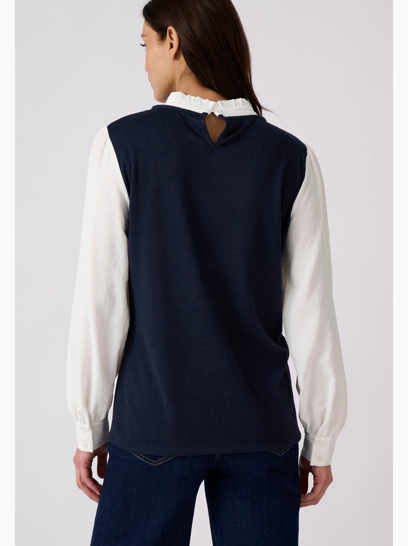 T-shirt effet 2 en 1 en maille chaude - damart Bleu - Kiabi