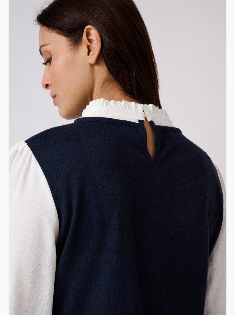 T-shirt effet 2 en 1 en maille chaude - damart Bleu - Kiabi