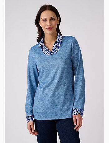 T-shirt effet 2 en 1 maille chaude - damart