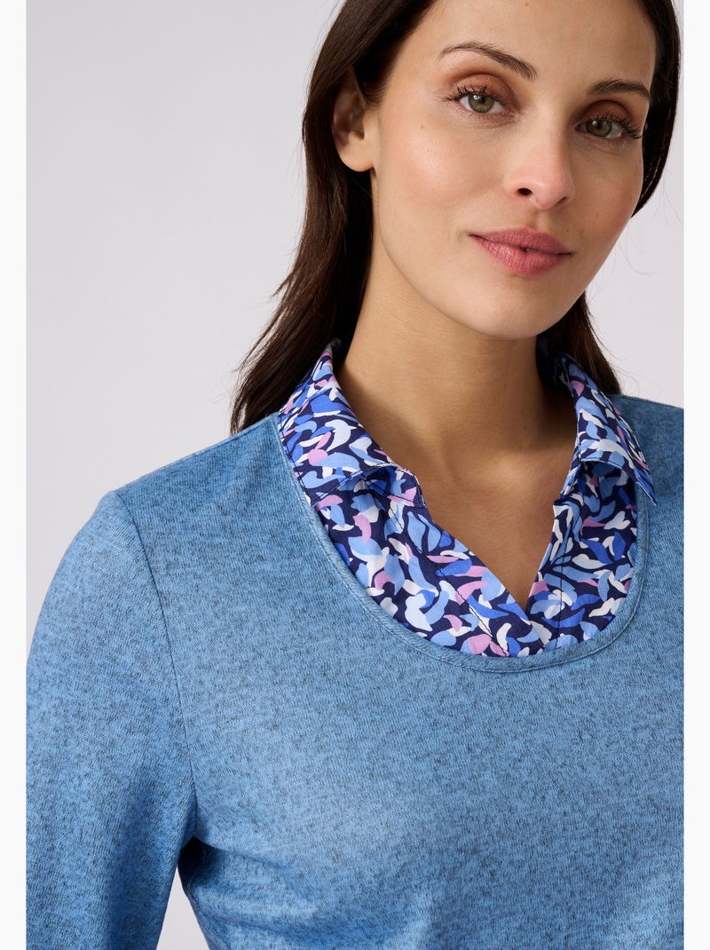 T-shirt effet 2 en 1 maille chaude - damart Bleu clair - Kiabi