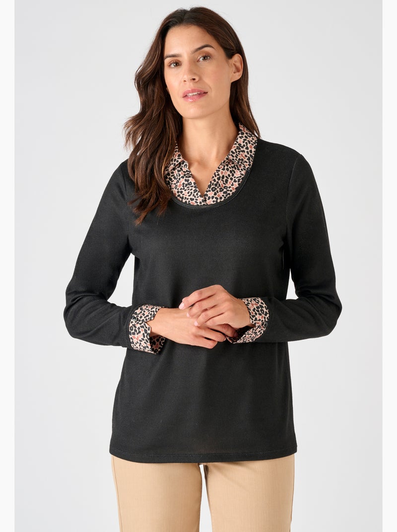 T-shirt effet 2 en 1 maille chaude - Damart Bleu - Kiabi