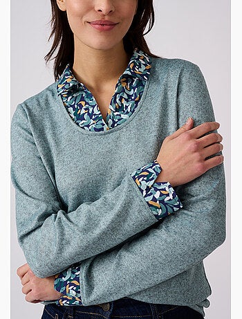 T-shirt effet 2 en 1 maille chaude - damart