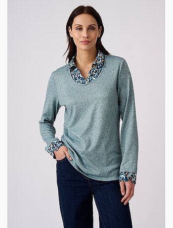 T-shirt effet 2 en 1 maille chaude - damart
