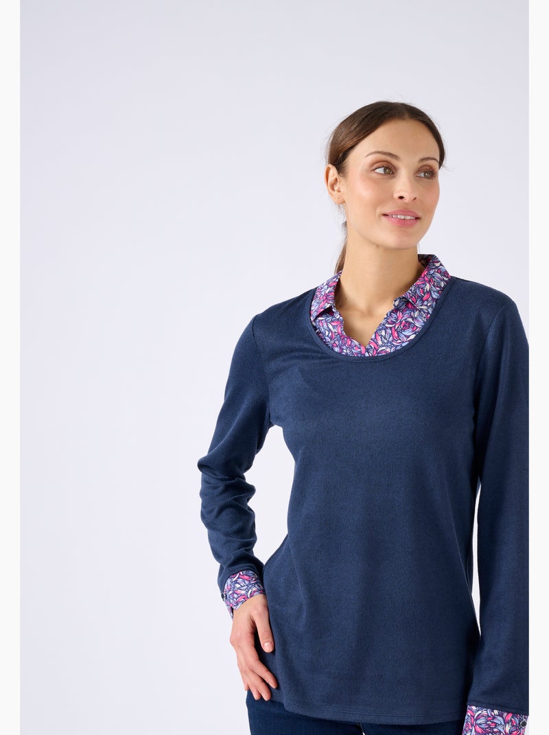 T-shirt effet 2 en 1 maille chaude - Damart Noir - Kiabi