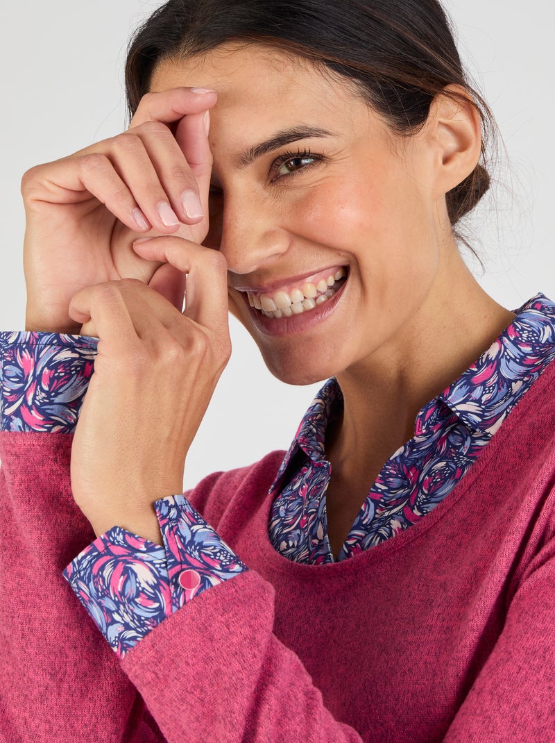 T-shirt effet 2 en 1 maille chaude - Damart Rose - Kiabi