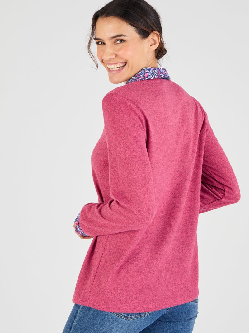 T-shirt effet 2 en 1 maille chaude - Damart Rose - Kiabi