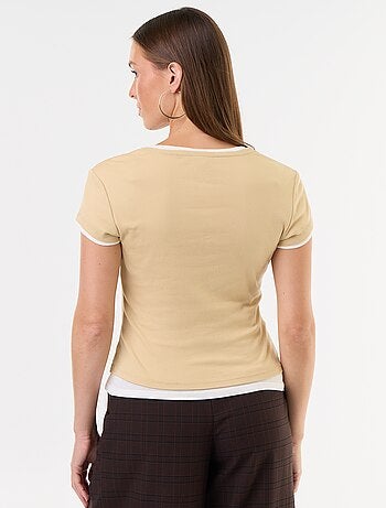T-shirt effet 2-en-1 manches courtes