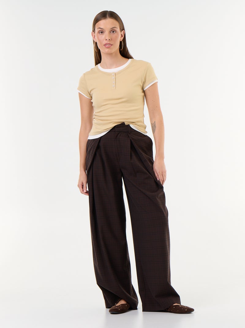 T-shirt effet 2-en-1 manches courtes Beige - Kiabi