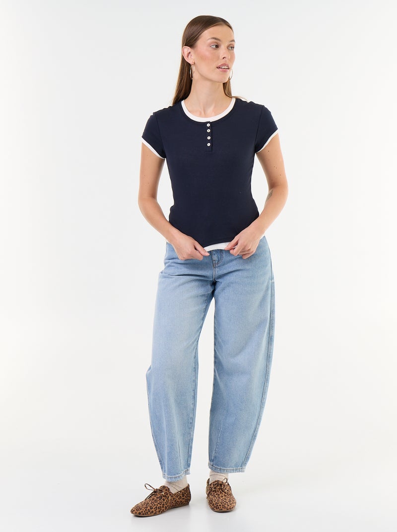 T-shirt effet 2-en-1 manches courtes Bleu - Kiabi