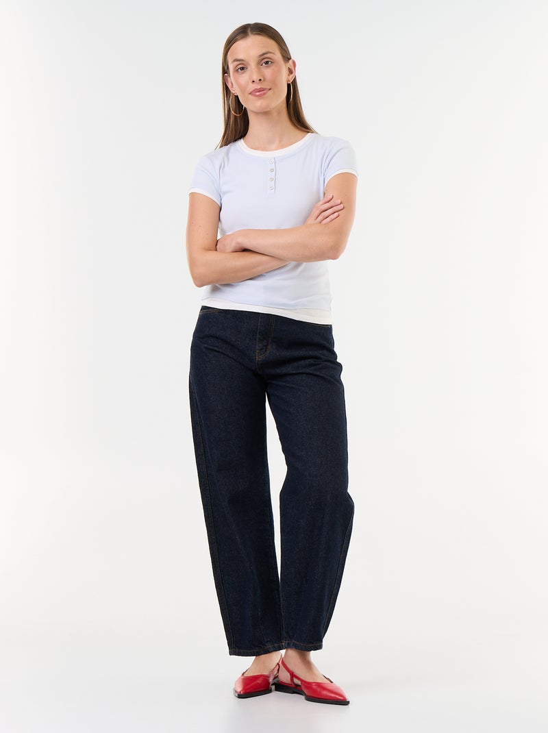 T-shirt effet 2-en-1 manches courtes Bleu - Kiabi