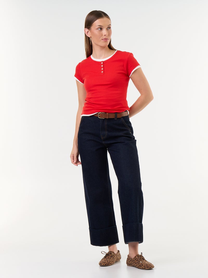 T-shirt effet 2-en-1 manches courtes Rouge - Kiabi
