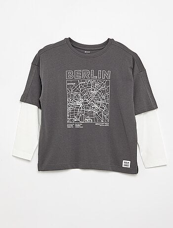 T-shirt effet 2-en-1 manches longues