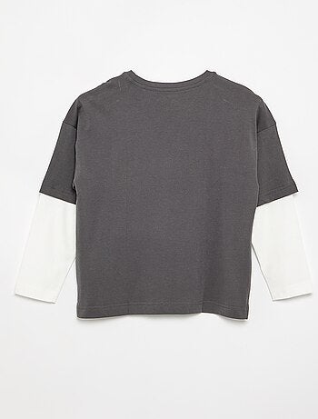 T-shirt effet 2-en-1 manches longues