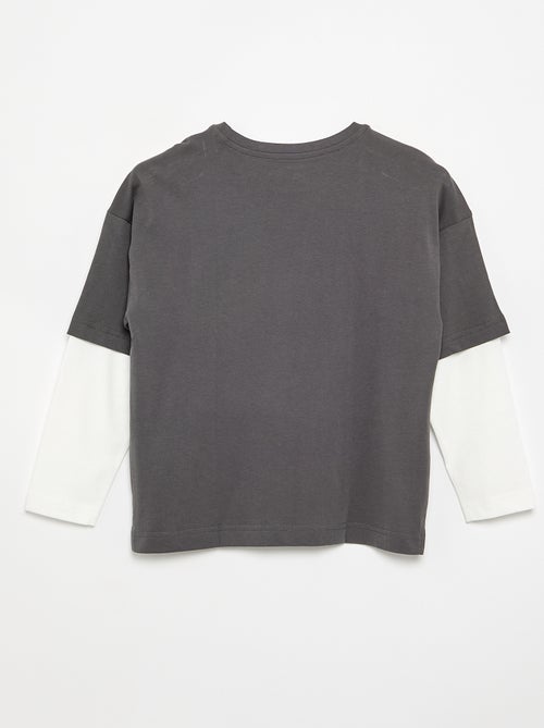 T-shirt effet 2-en-1 manches longues - Kiabi