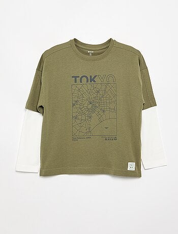 T-shirt effet 2-en-1 manches longues