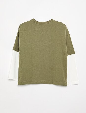 T-shirt effet 2-en-1 manches longues