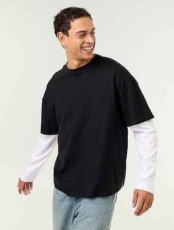 T-shirt effet 2-en-1 manches longues