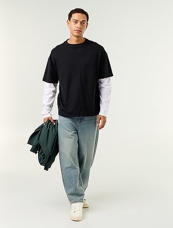 T-shirt effet 2-en-1 manches longues