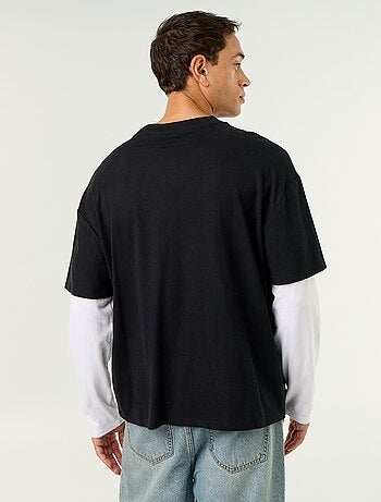 T-shirt effet 2-en-1 manches longues