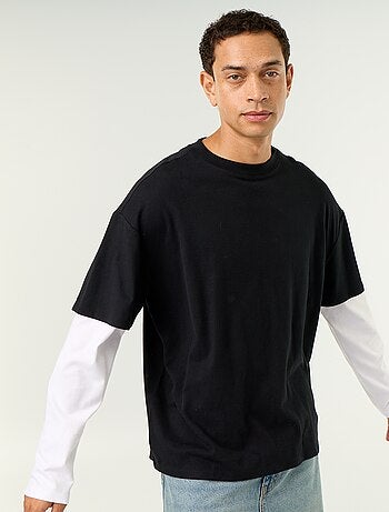 T-shirt effet 2-en-1 manches longues