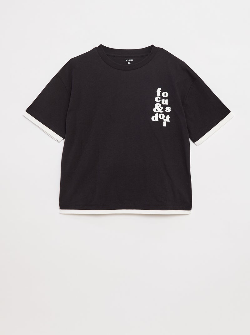 T-shirt effet 2-en-1 noir - Kiabi