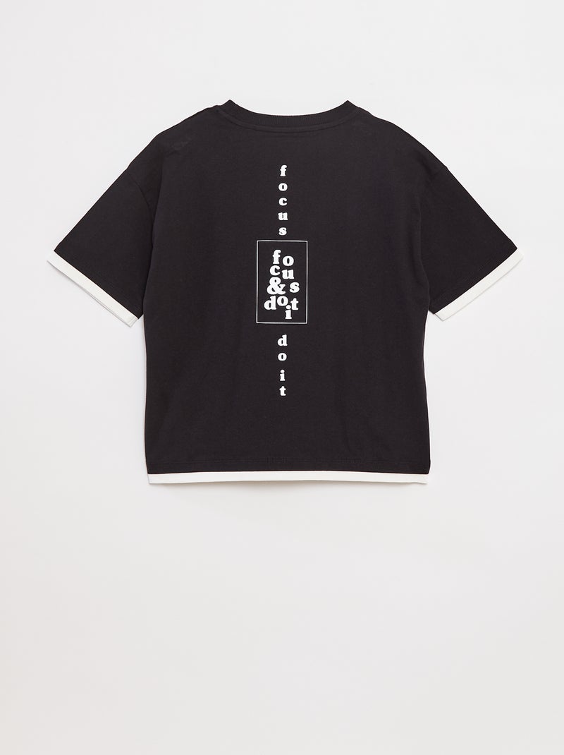 T-shirt effet 2-en-1 noir - Kiabi