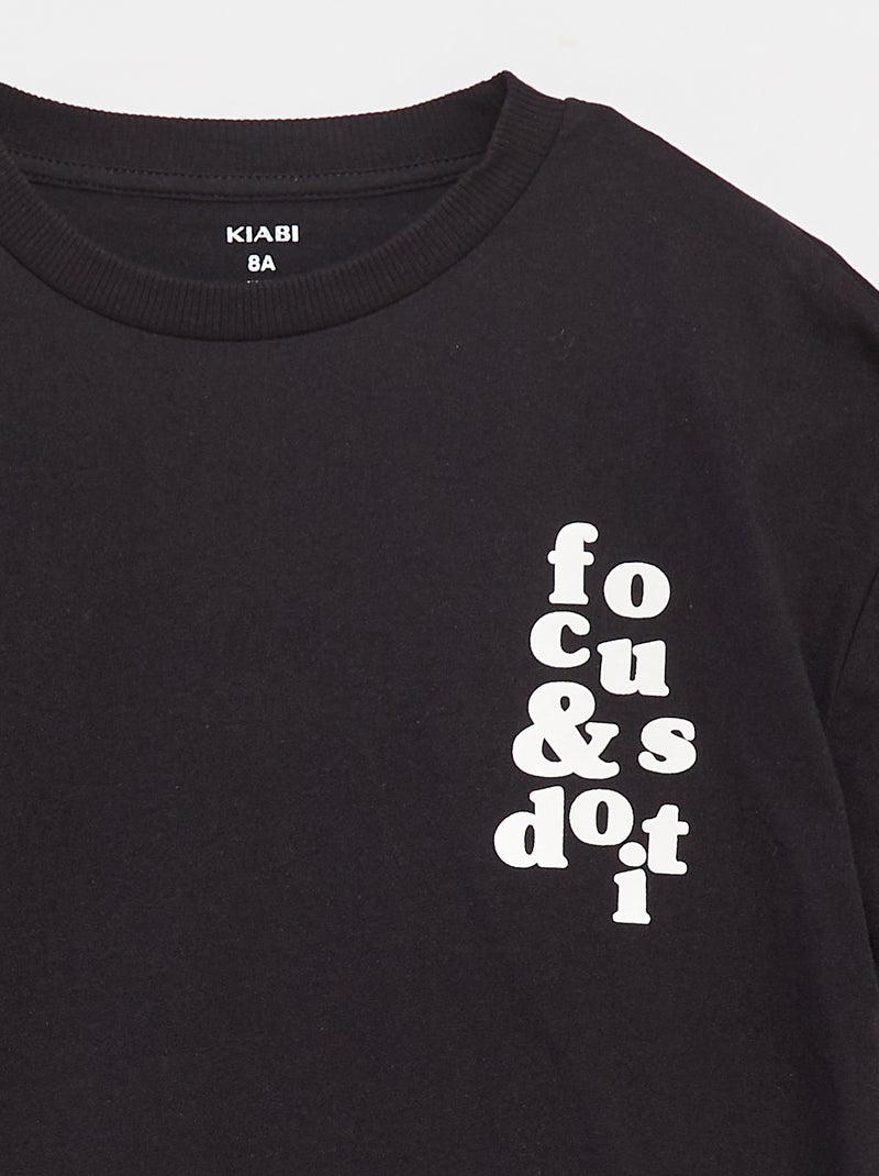 T-shirt effet 2-en-1 noir - Kiabi