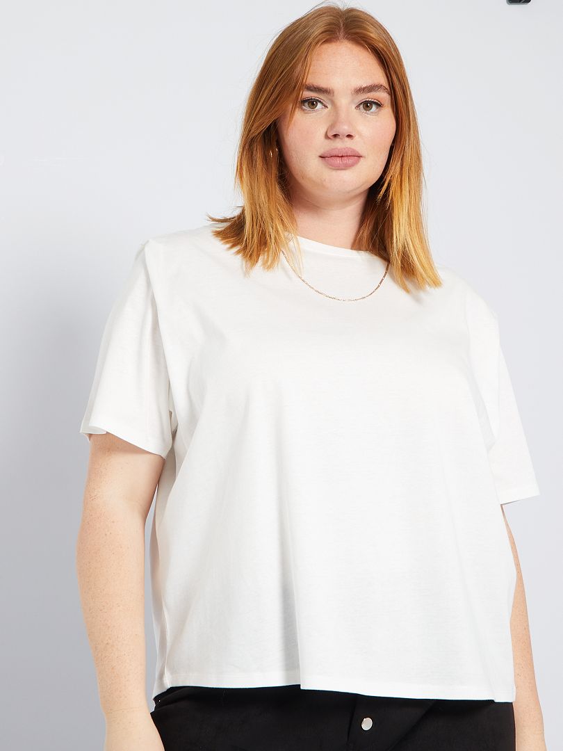T-shirt effet épaulettes blanc - Kiabi